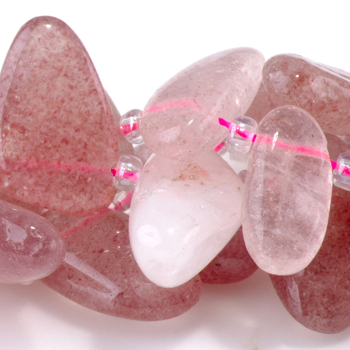 Strawberry Quartz 6x12-10x20mm Free Form Dancing Drops A Grade - 15-16 Inch
