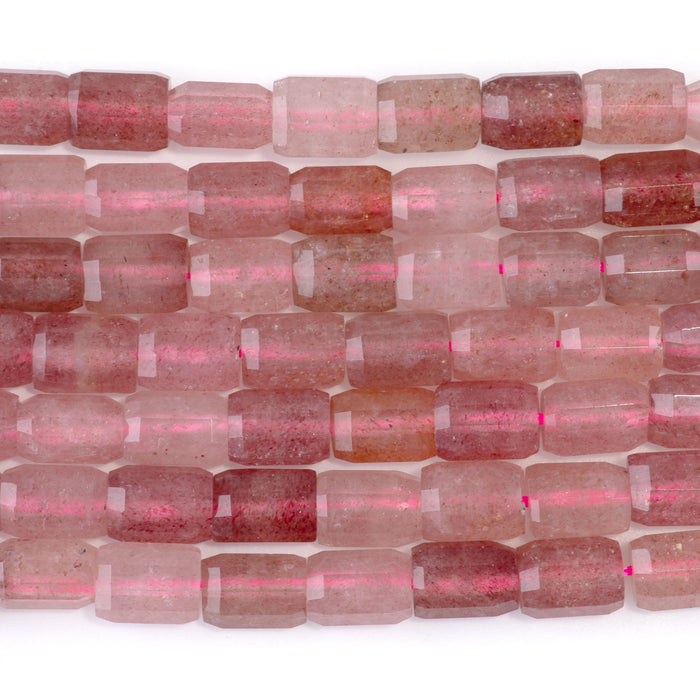 Strawberry Quartz 7x10mm Faceted Tube - 15-16 Inch