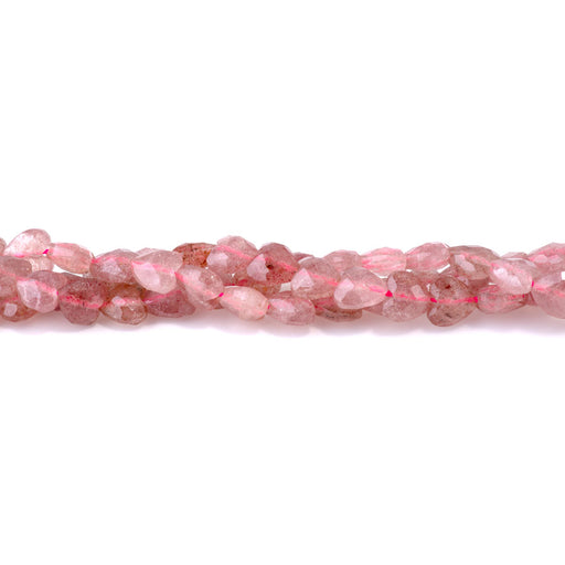This is a Dakota Stones 8mm Strawberry Quartz Puff Gemstone strand with faceted heart beads in 15-16 inch strand.