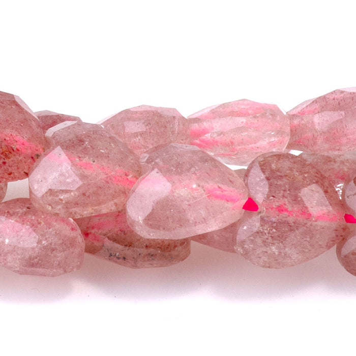 Strawberry Quartz 8mm Faceted Puff Heart - 15-16 Inch