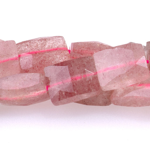 This is a Dakota Stones 8x10mm Strawberry Quartz Rectangle Gemstone strand with A grade faceted beads in 15-16 inch strand.