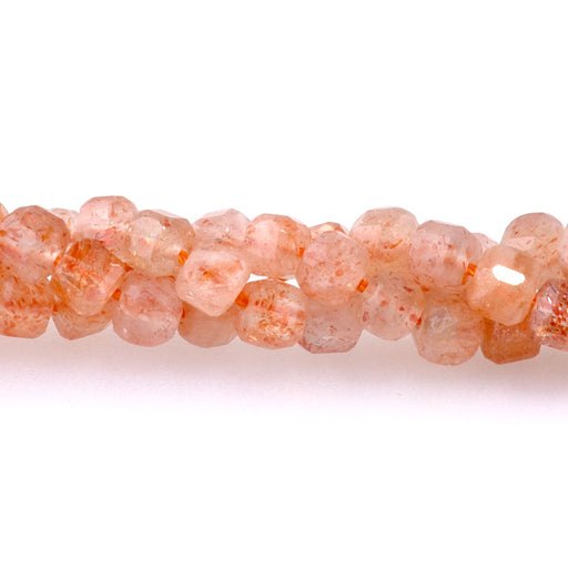 This is a Dakota Stones 3mm Golden Sunstone Gemstone strand with A grade table-cut cube beads in 15-16 inch strand.