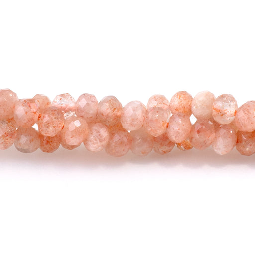 This is a Dakota Stones 3mm Sunstone Gemstone strand with faceted rondelle beads in 15-16 inch strand.