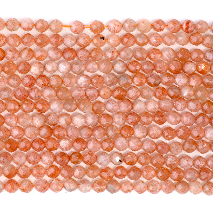 This is a Dakota Stones 4mm Sunstone Microfaceted Gemstone strand with A grade round beads in 15-16 inch strand.