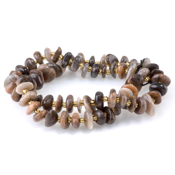 Black Sunstone 5x8mm Chip  - 15-16 Inch