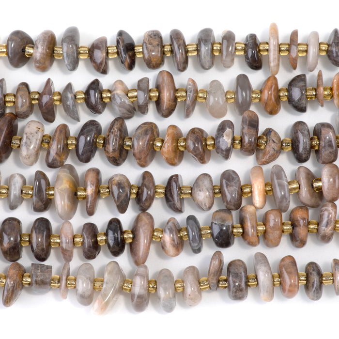 Black Sunstone 5x8mm Chip  - 15-16 Inch