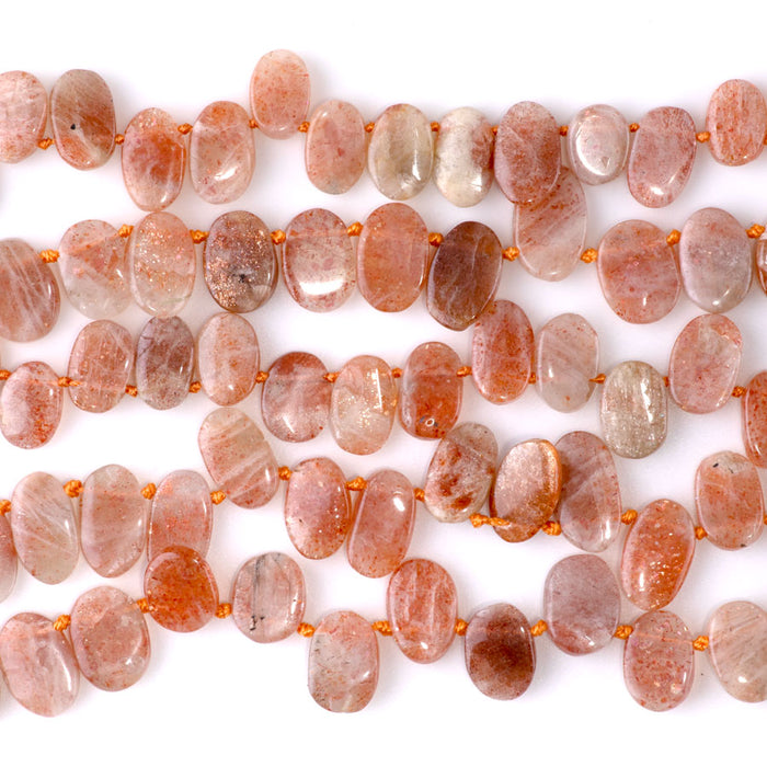 Golden Sunstone 6x9-9x14mm Oval Top Drill - 15-16 Inch