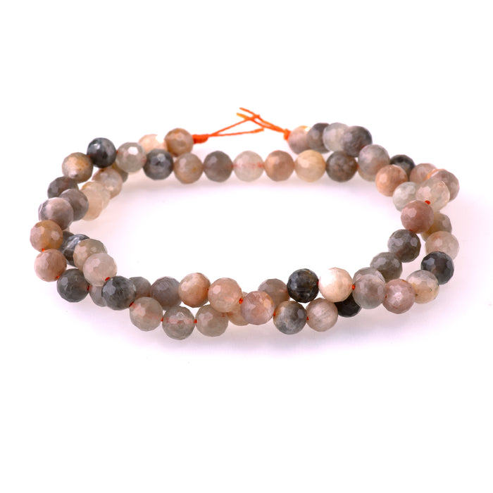 Black Sunstone 6mm Faceted Round - 15-16 Inch