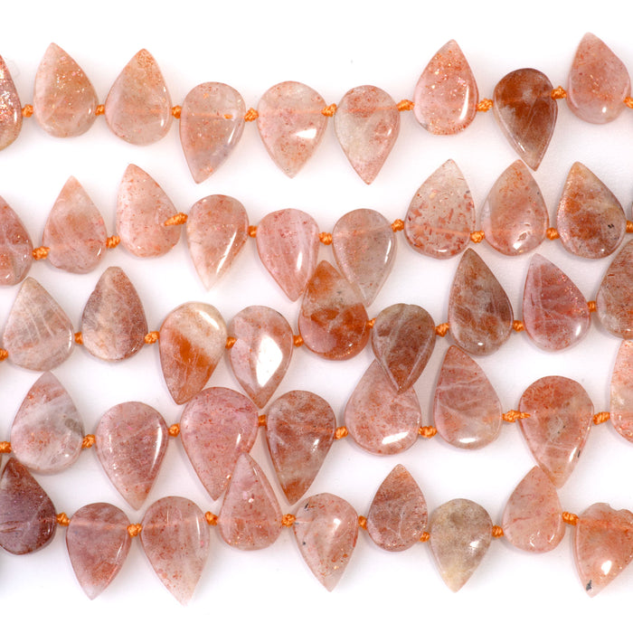 Golden Sunstone 8x12-9x14mm Tear Drop Top Drill - 15-16 Inch