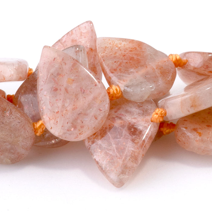 Golden Sunstone 8x12-9x14mm Tear Drop Top Drill - 15-16 Inch