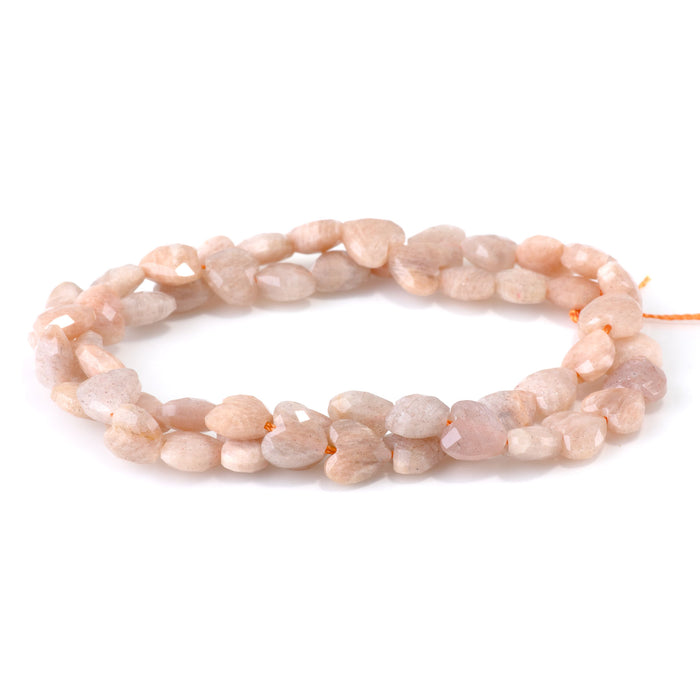 Sunstone 8mm Faceted Puff Heart A Grade - 15-16 Inch