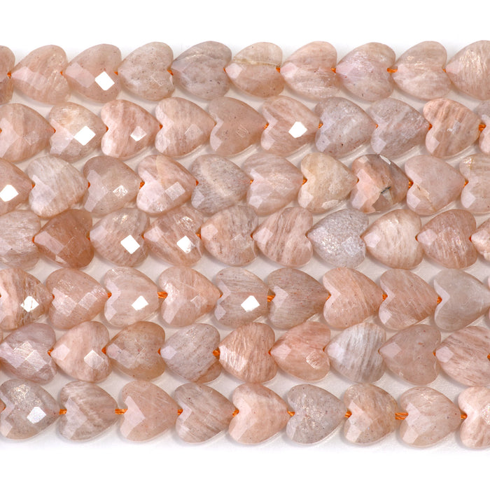 Sunstone 8mm Faceted Puff Heart A Grade - 15-16 Inch