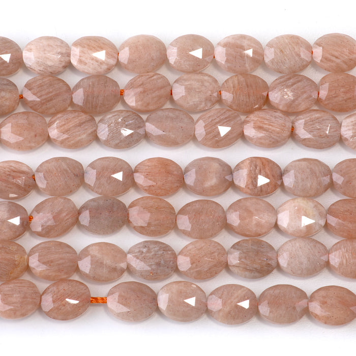 Sunstone 8x10mm Triangle Cut Faceted Puff Oval - 15-16-Inch