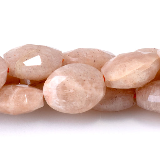 This is a Dakota Stones 8x10mm Sunstone Triangle Cut Puff Gemstone strand with faceted oval beads in 15-16 inch strand.