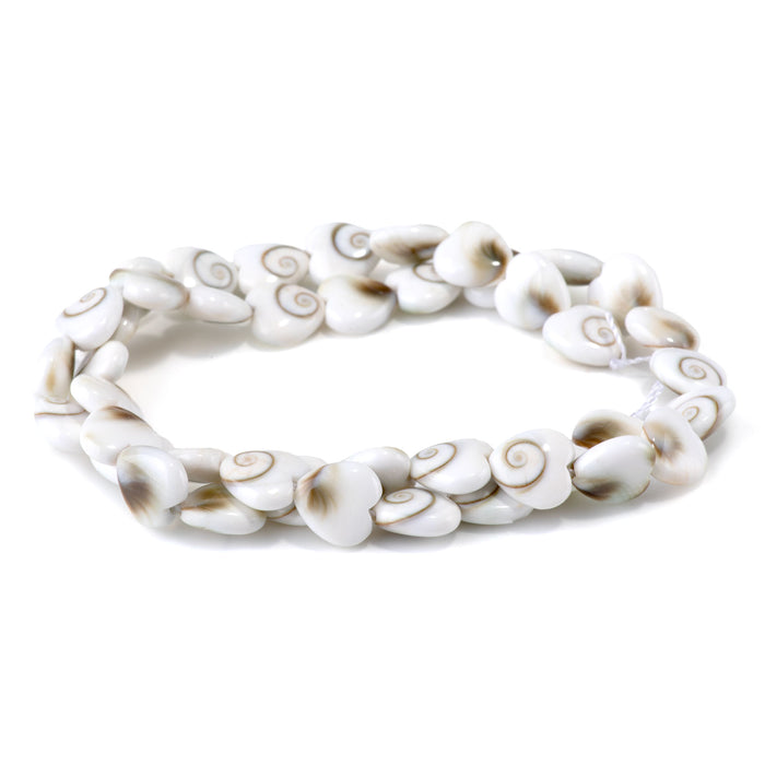 Shiva Eye Shell 10mm Heart Bead - 15-16 Inch
