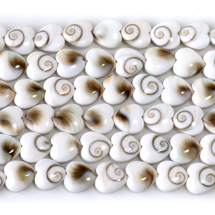Shiva Eye Shell 10mm Heart Bead - 15-16 Inch