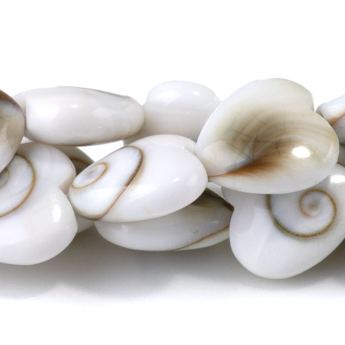 Shiva Eye Shell 10mm Heart Bead - 15-16 Inch