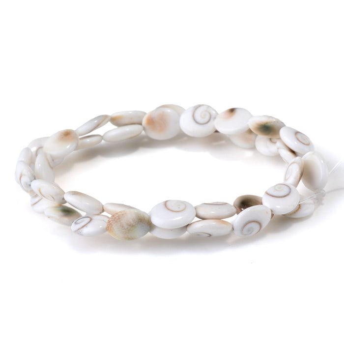 Shiva Eye Shell 9x11mm Puff Oval Bead - 15-16 Inch