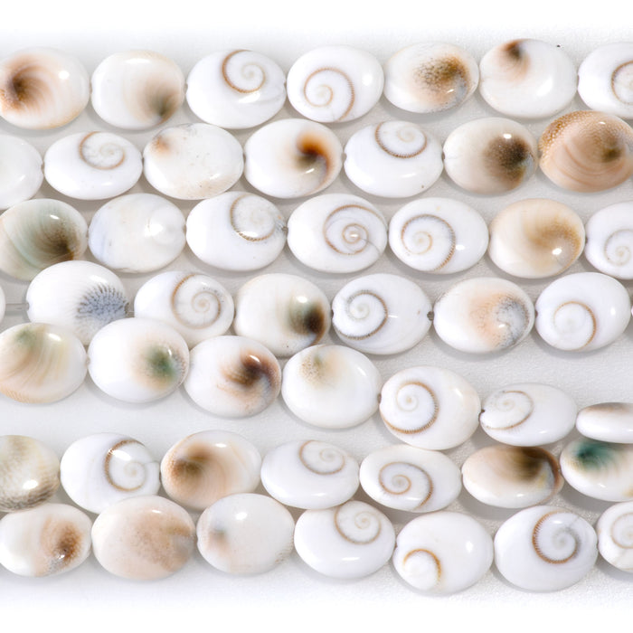 Shiva Eye Shell 9x11mm Puff Oval Bead - 15-16 Inch