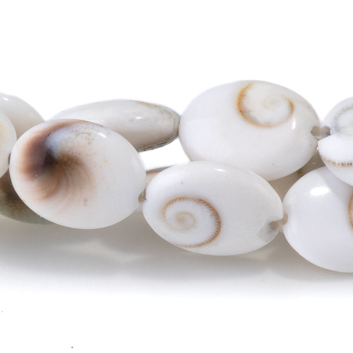 Shiva Eye Shell 9x11mm Puff Oval Bead - 15-16 Inch