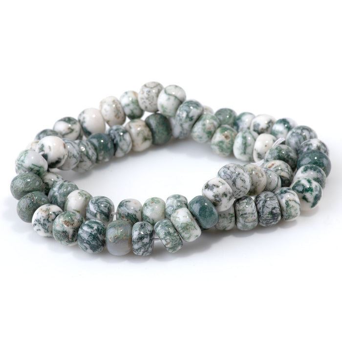 Tree Agate 9mm Irregular Rondelle - 15-16 Inch