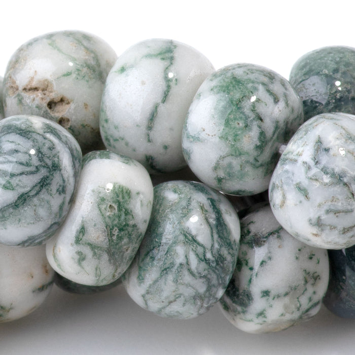 Tree Agate 9mm Irregular Rondelle - 15-16 Inch