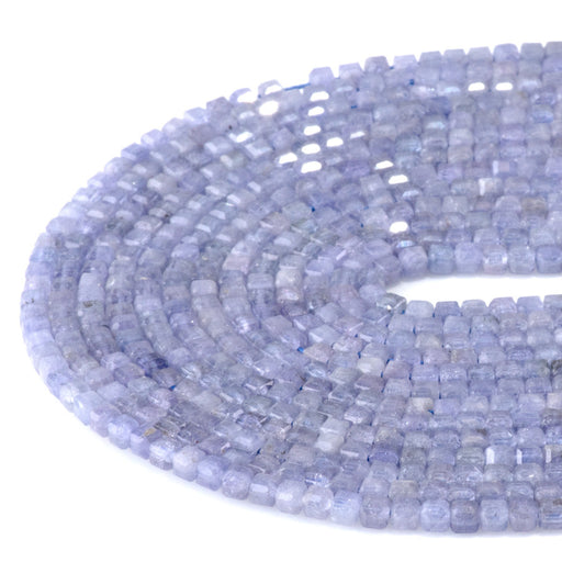 This is a Dakota Stones 3mm Tanzanite Gemstone strand with A grade table-cut cube beads in 15-16 inch strand.