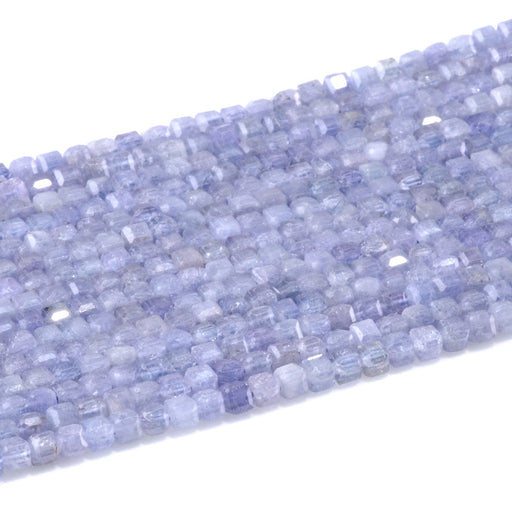 This is a Dakota Stones 3mm Tanzanite Gemstone strand with A grade table-cut cube beads in 15-16 inch strand.
