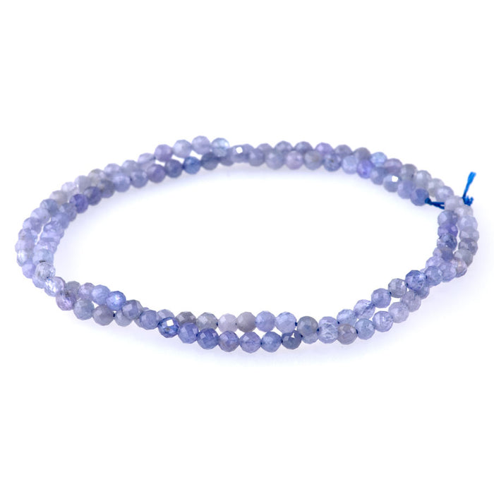 Tanzanite 3mm Round Faceted Banded AAA Grade - 15-16 Inch