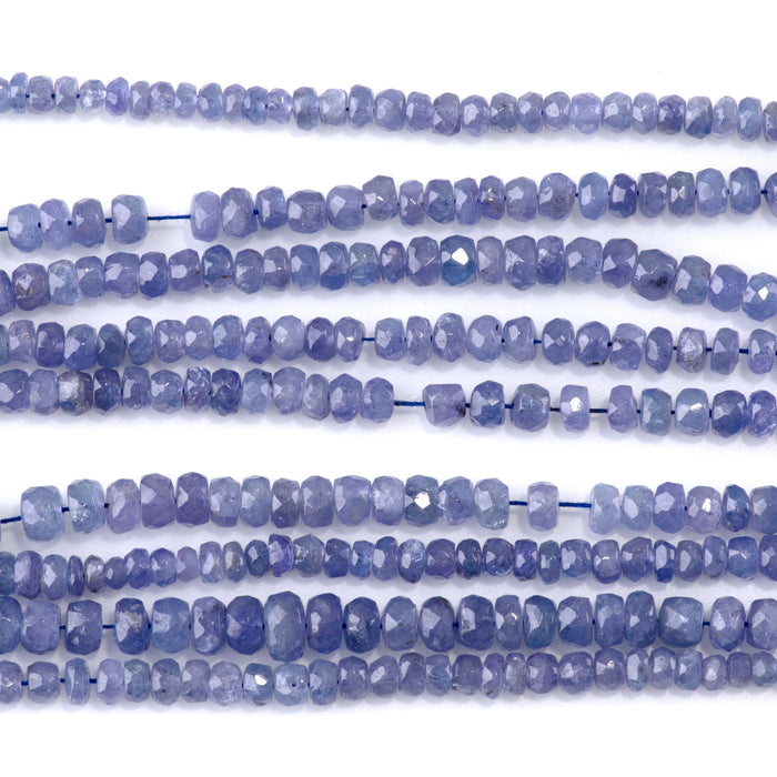 Tanzanite 4-6mm Graduated Faceted Irregular Rondelle A Grade - 15-16-Inch