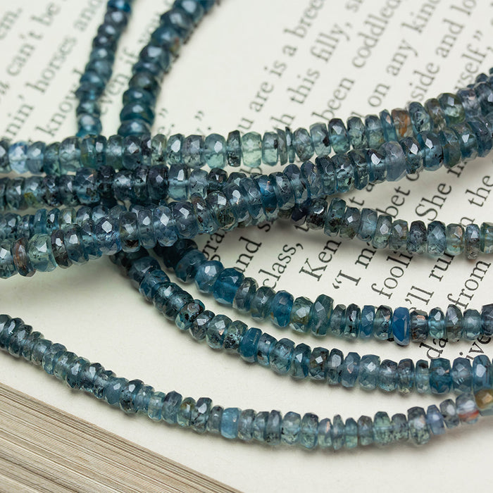Teal Kyanite 2x4mm Faceted Rondelle Nacklace - 15-16 Inch