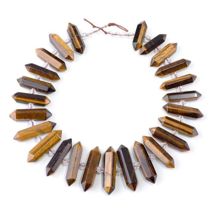 Tiger Eye 12x25-40mm Graduated Side Drilled Points - 15-16 Inch