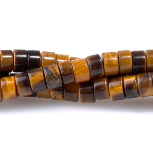 This is a Dakota Stones 2x4mm Tiger Eye Gemstone strand with heishi beads in 15-16 inch strand.