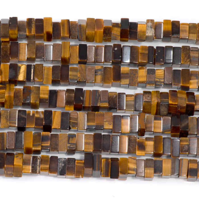 Tiger Eye 3x6mm Square Rondelle - 15-16 Inch