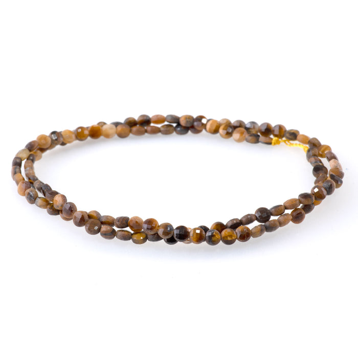 Tiger Eye 4mm Faceted Coin 15-16 Inch