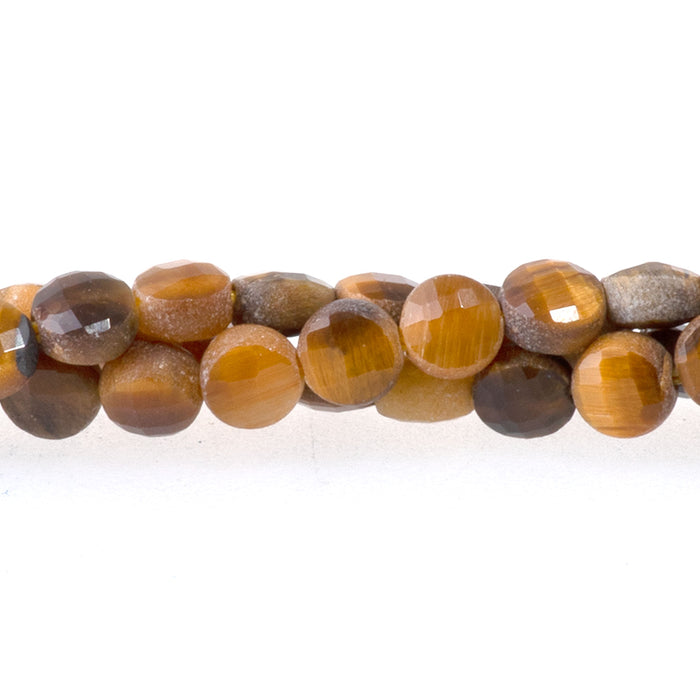 Tiger Eye 4mm Faceted Coin 15-16 Inch