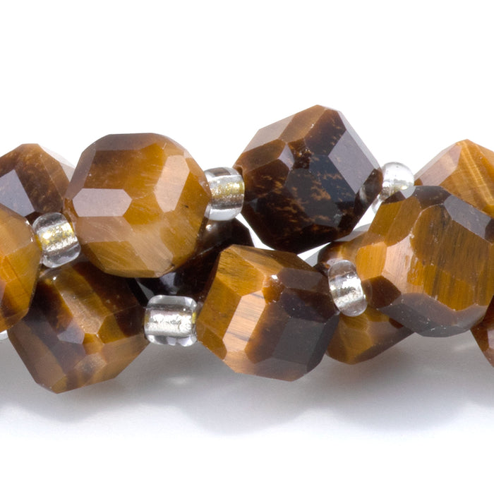 Tiger Eye 6x8mm Corner Drilled Table Cut Cube A Grade - 15-16 Inch