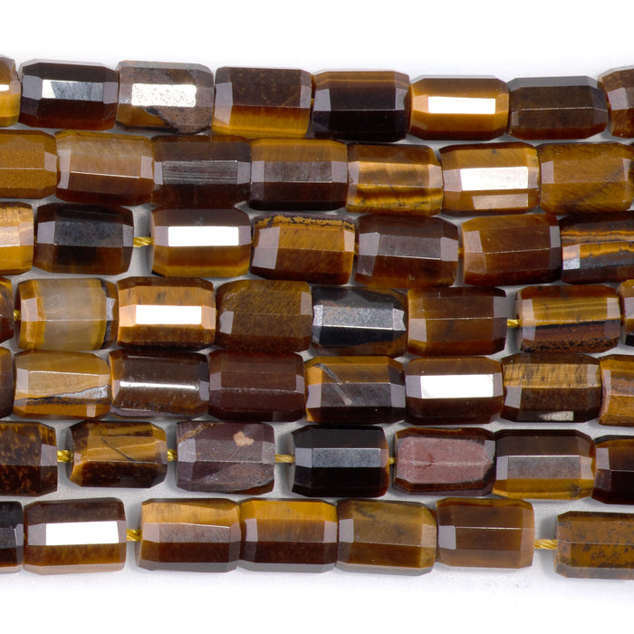 Tiger Eye 7x10mm Faceted Tube - 15-16 Inch