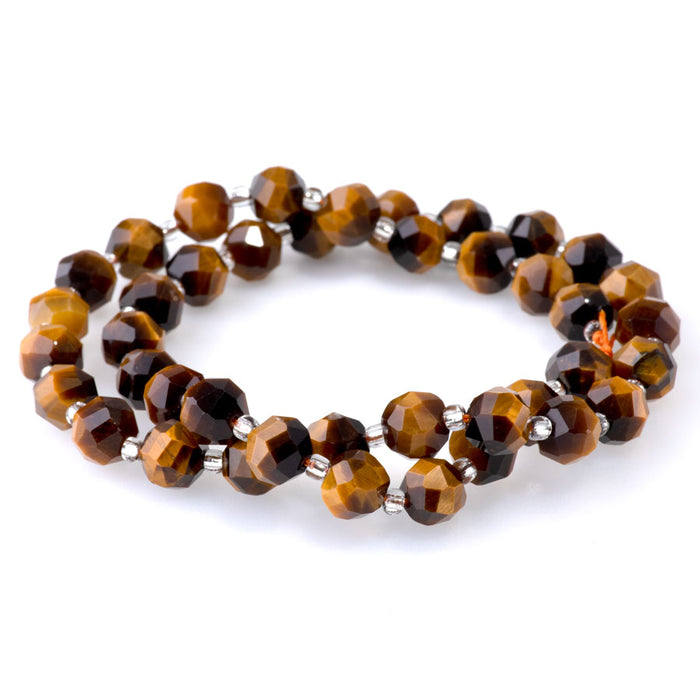 Tiger Eye 7x8mm Faceted Nugget A Grade - 15-16 Inch