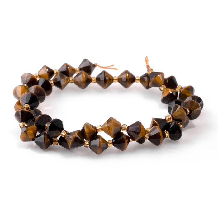 Tiger Eye 8mm Faceted Bicone - 15-16 Inch