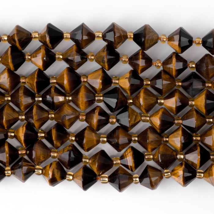 Tiger Eye 8mm Faceted Bicone - 15-16 Inch