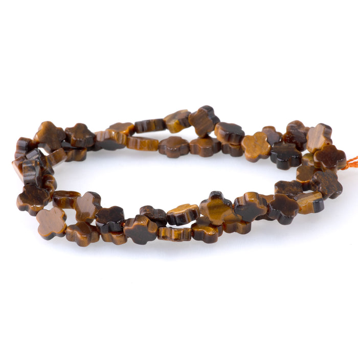 Tiger Eye 8mm Cross - 15-16 Inch
