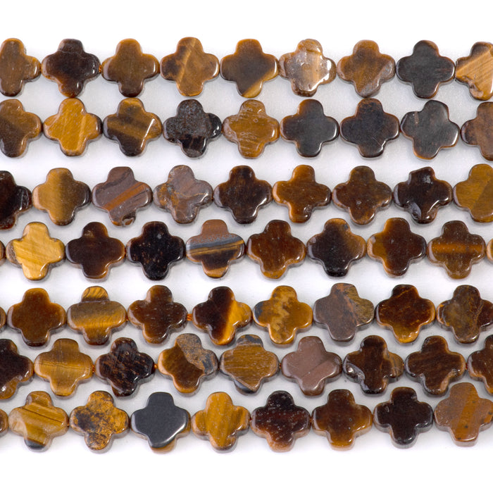 Tiger Eye 8mm Cross - 15-16 Inch