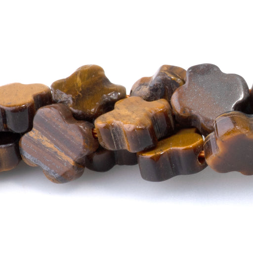 This is a Dakota Stones 8mm Tiger Eye Gemstone strand with cross beads in 15-16 inch strand.