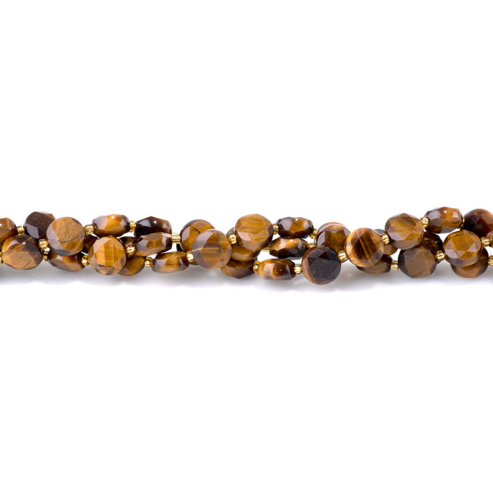 Tiger Eye 8mm Star Cut Coin A Grade - 15-16 Inch