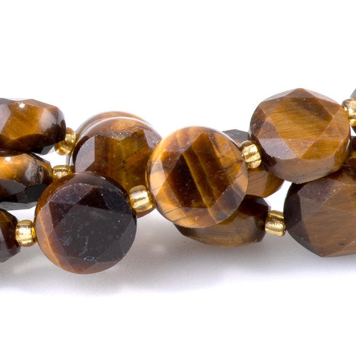 Tiger Eye 8mm Star Cut Coin A Grade - 15-16 Inch