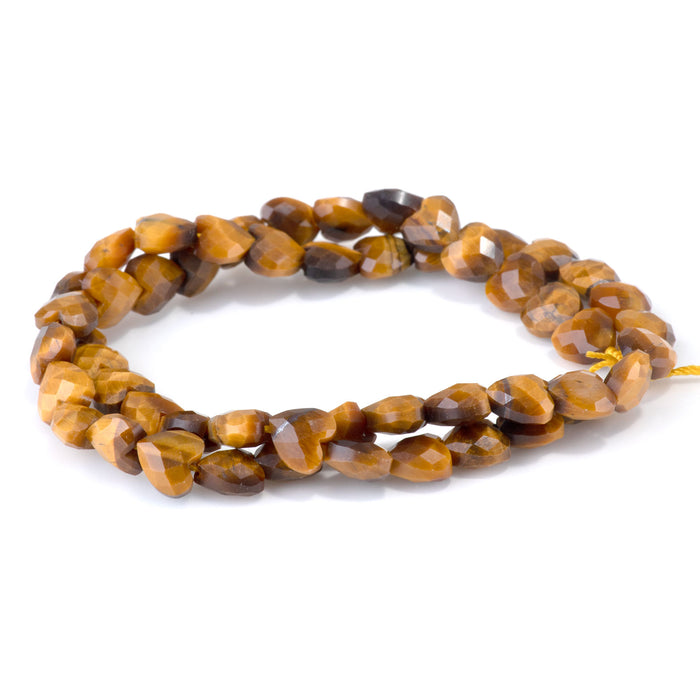 Tiger Eye 8mm Faceted Puff Heart - 15-16 Inch