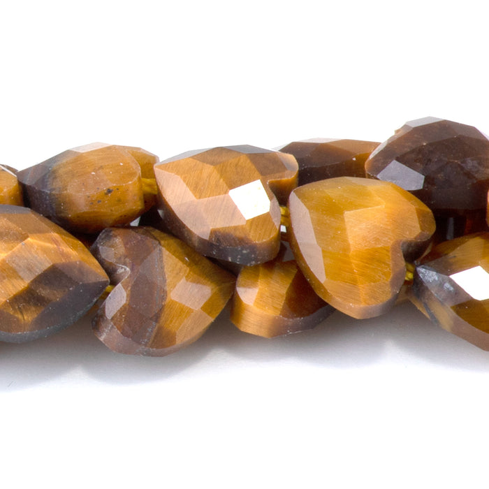 Tiger Eye 8mm Faceted Puff Heart - 15-16 Inch