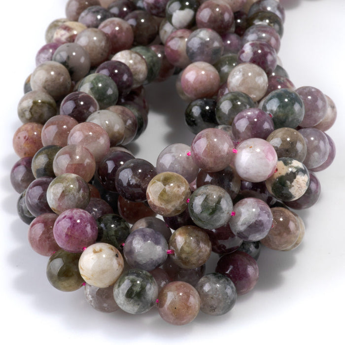 This is a Dakota Stones 10mm Multi Tourmaline Gemstone strand with A grade round beads in 15-16 inch strand.