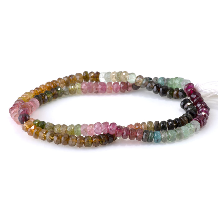 Multi Tourmaline 2-3x4-5mm Banded Faceted Rondelle Beads - 15-16 Inch